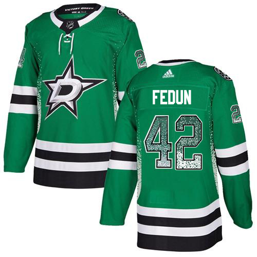 Adidas Men Dallas Stars #42 Taylor Fedun Green Home Authentic Drift Fashion Stitched NHL Jersey